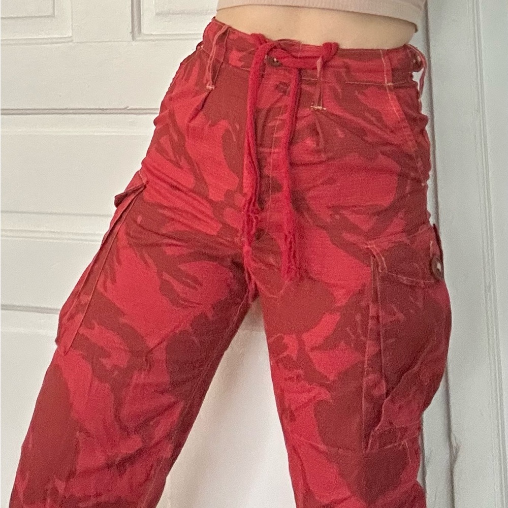 Red Camouflage Women's Cargo Pants